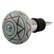 Sea Green Base Brown Pattern Etched Ceramic Wine Stopper
